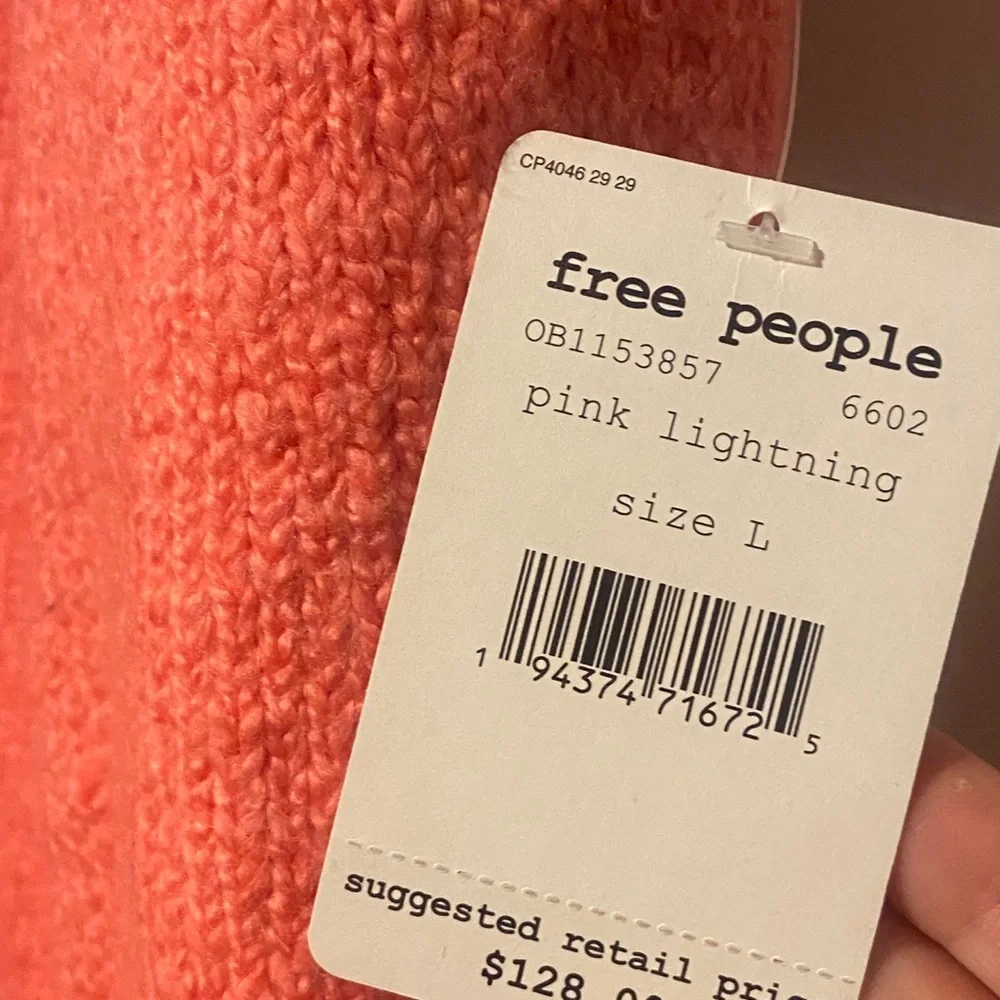Free People Pink Lightning Knit Sweater NWT L - Picture 2 of 3